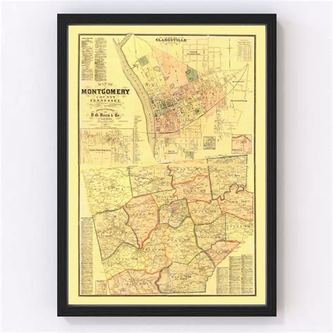 Vintage Map Of Montgomery County Tennessee 1877 By Teds Vintage Art