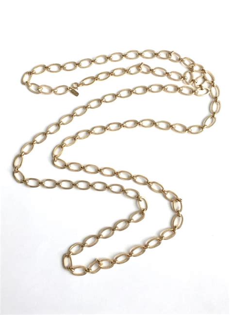 Vintage Monet Long Chain Link Gold Tone Necklace Hemlock Vintage Clothing