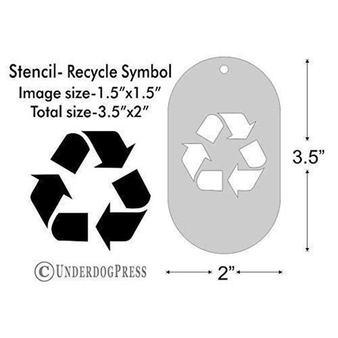 stencil recycle symbol size 1 1 5x1 5 inch image on 3 5x2 border stationery and party supplies