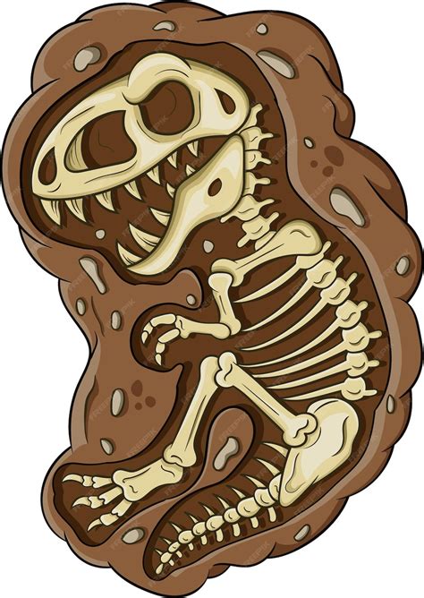 Иллюстрация мультфильм окаменелости динозавра Премиум векторы