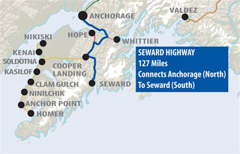 Maps Of Alaska Roads By Bearfoot Guides Map Of The Seward Highway Alaska