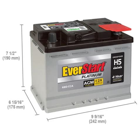 Everstart Platinum Boxed Agm Automotive Battery Group Size H5 12 Volt