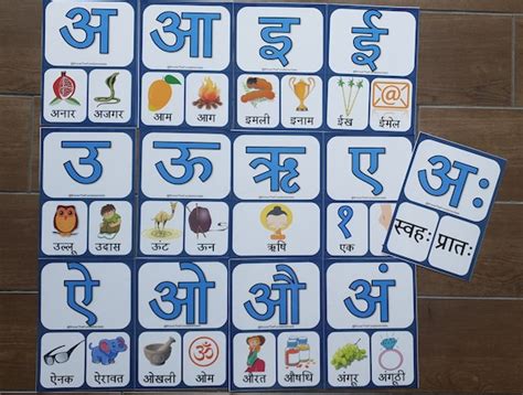 Hindi Swarmala Letters Hindi Flashcard For Kids Flash Etsy