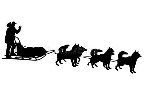 Dog sled silhouettes stock illustration | Dog sledding, Dog silhouette