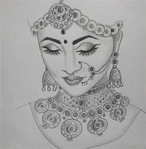 A Traditional Dulhan With Jewellery 😻 Book Art Drawings Pencil