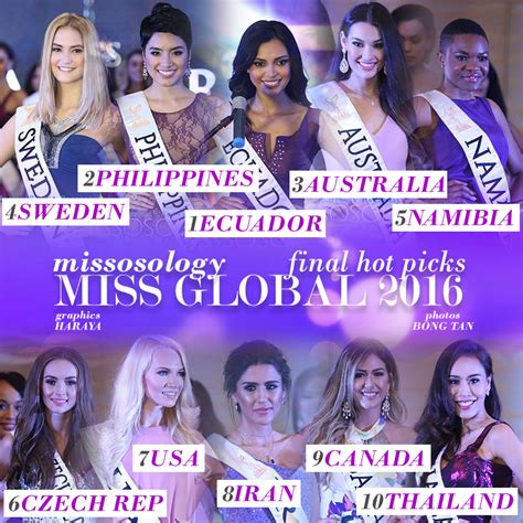 Miss Global 2016 Final Hot Picks Missosology