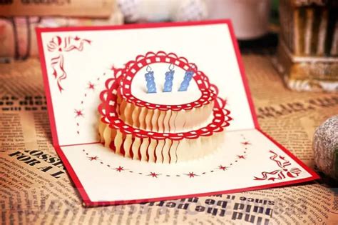 3d Happy Birthday Cake Handmade Creative Kirigami And Origami Pop Up