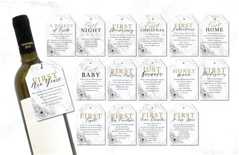 Marriage Milestone Wine Basket Tags A Year Of Firsts Wine T Basket