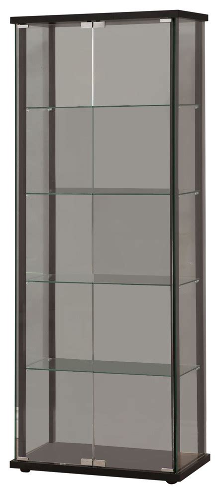 Coaster Delphinium 5 Shelf Glass Curio Cabinet Black And Clear