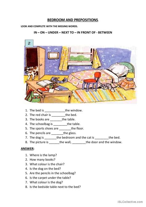 Bedroom And Prepositions General Gra English Esl Worksheets Pdf And Doc