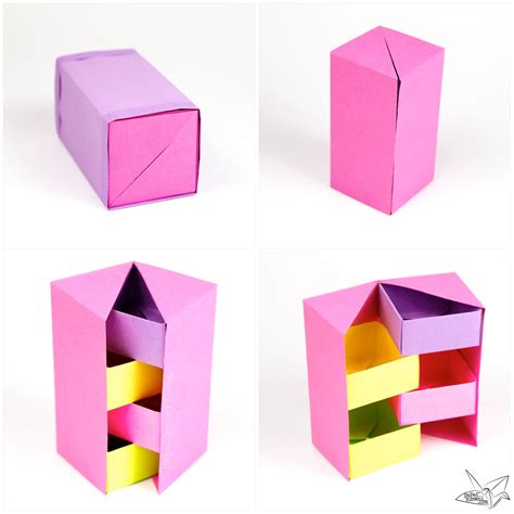 Origami Secret Stepper Box Tutorial Origami Vouwen Doosje Origami