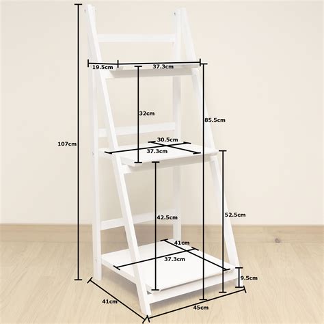 3 Tier White Ladder Shelf Display Unit Free Standingfolding Book Stand