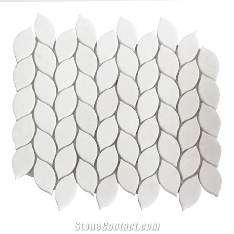 Thassos White Polished Leaf Shape Mosaic Tiles From China