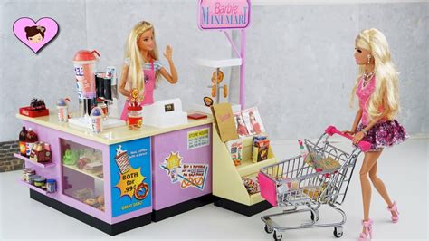 Barbie Doll Blonde And Grocery Store With Rolling Cart And Working