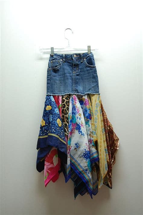 Denimbohohippieupcycled Clothing Skirt Boho Hippie Upcycle