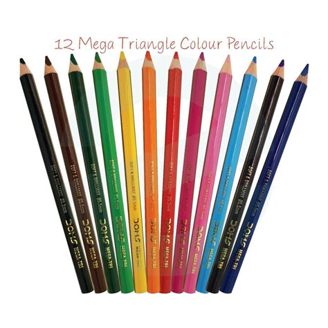 Doms Mega Triangle Colour Pencils 12 Colour Set Crafts Village