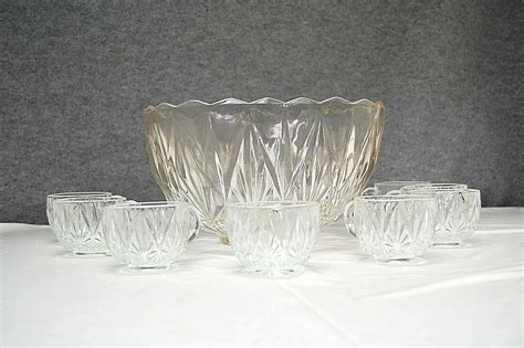 Punch Bowl Set Hazelware By Brockway Glass Co Williamsport Pieces