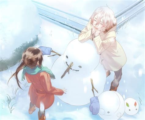 Anime Art Snow Snowman Friends Anime Girl