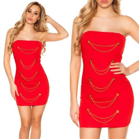 Comprar Mini Vestido Rojo Bandeau Con Dorado Vestidos Ajustados Cortos