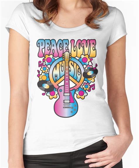 Peace Love And Music Fitted Scoop T Shirt By Lisann T Shirts For