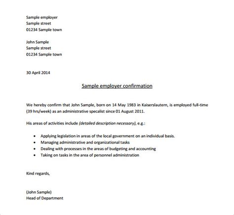 Sample recommendation letter from a previous employer (text version). 15+ Letter of Employment Templates - DOC, PDF | Free ...