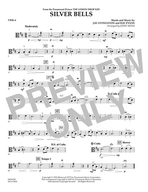 Silver Bells Viola Sheet Music John Moss Orchestra