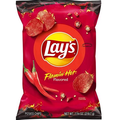 Lays Flamin Hot Flavored Potato Chips 775 Ounce Hot Chip Potato Chips Lays Potato Chips