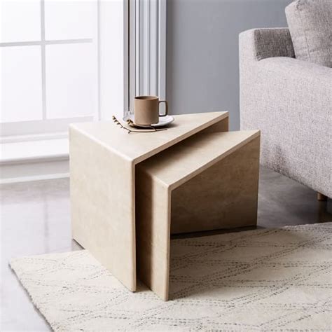 There was no damage or issues with the table, which i was super happy with. Nesting Travertine Side Tables (Set of 2) - White | west elm