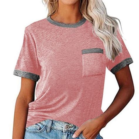 Women Summer Fashion Tshirt Casual Solid Color T Shirt O Neck Short