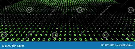 Binary Code Background With Green Digits On A Black Vector Graphics