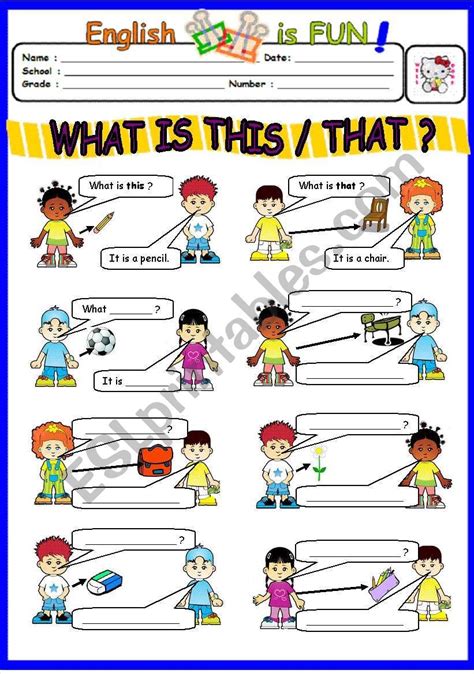 What Is This That Worksheet English Lessons For Kids Grammar