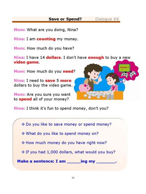 Esl Dialogues Save Or Spend Beginner English For Beginners