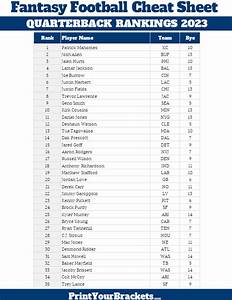  Football Free Cheat Sheets Printable Printable Templates