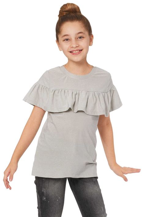 Round Neckline Easy Pullover Design Girly Ruffle Detail Across The