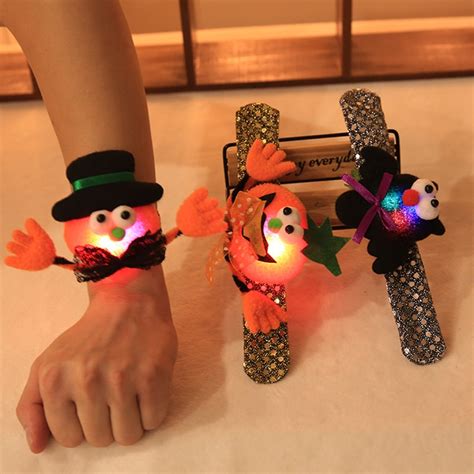 Halloween Glowing Wrist Bracelet Light Up Toys Bat Pumpkin Children