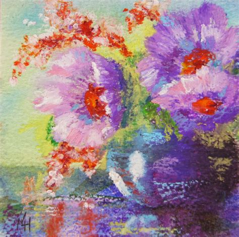 Marions Floral Art Blog Flower Posy Oil Pastel Painting