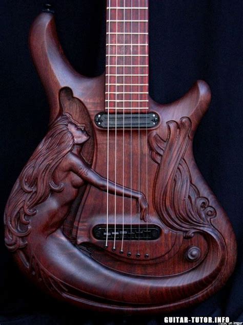 Spectacular Cherry Wood Carved Guitar Guitar Instruments Guitar Art