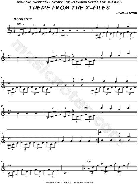 Theme From The X Files From The X Files Sheet Music Leadsheet In