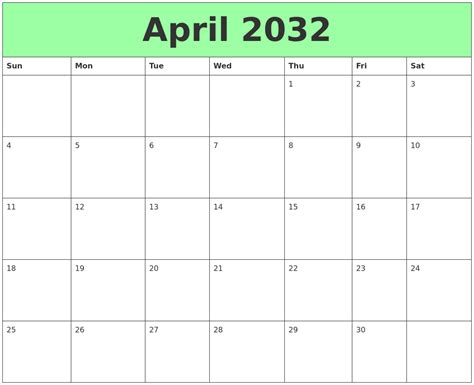 September 2032 Calendar Printable