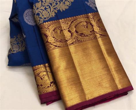 blue color kanchipuram silk saree with blouse siri designer collections