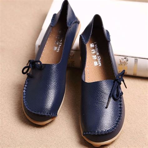 Multipurpose Soft Leather Lace Women Loafers Shoes Leather Flat Shoes Leather Shoes Women