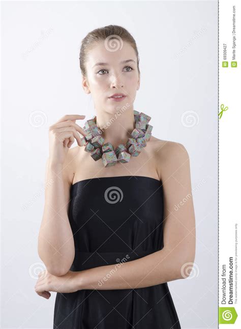 Portrait Of Beautiful Woman In Black Dress Stock Image Image Of Beautiful Caucasian 69309427