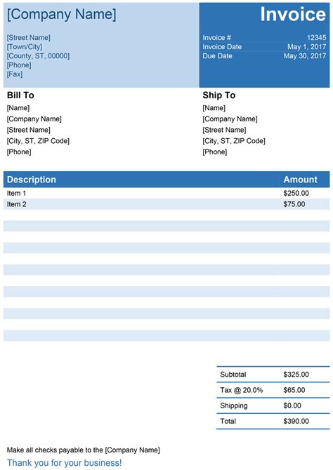 Free Word Invoice Template Download