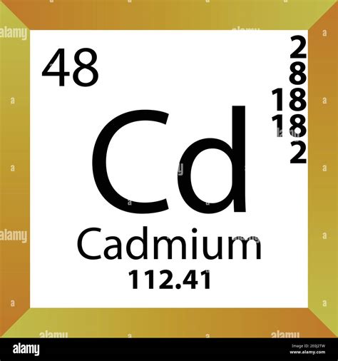 Cd Elemento Químico Cadmio Tabla Periódica Ilustración Vectorial única