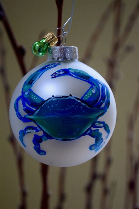 2 Annapolis Maryland Christmas Chesapeake Bay Crab Matte Glass Etsy