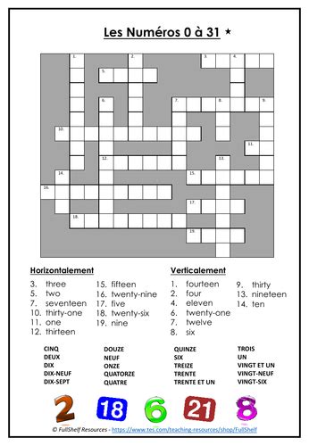 We try harder to bring you the correct answers on a real time. French Numbers Crossword by FullShelf - Teaching Resources ...