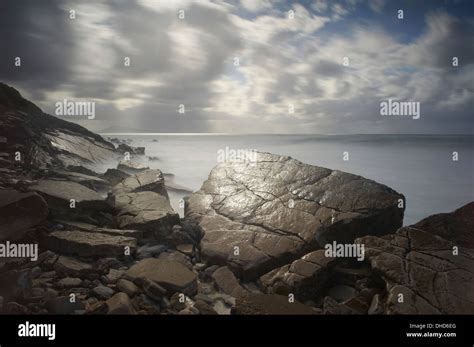 Seascape Of Rocks Sea And Sky Long Exposure Stock Photo Alamy