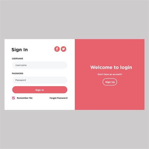 Premium Vector Login Form With White And Pink Colors