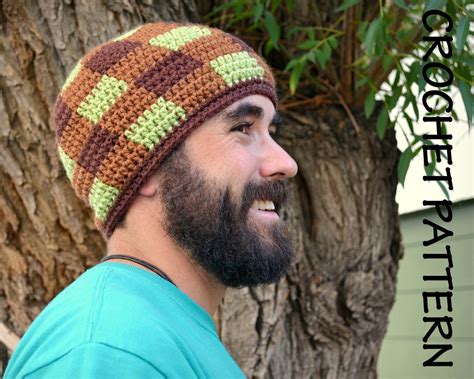 Crochet Hat Pattern Adults Gingham Beanie