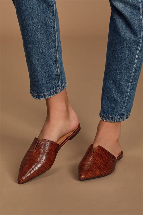 Brown Shoes Slides Pointed Toe Slides Brown Flats Mules Lulus